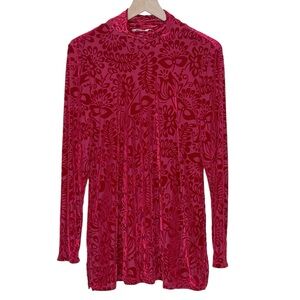 Soft Surroundings Walden Velvet Burnout Turtleneck Red Medium Romantic Artsy